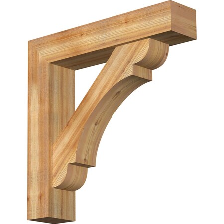 Ekena Millwork Olympic Block Rough Sawn Bracket w/ Offset Brace, Western Red Cedar, 8"W x 38"D x 38"H BKT0806X38X38OLY05RWR